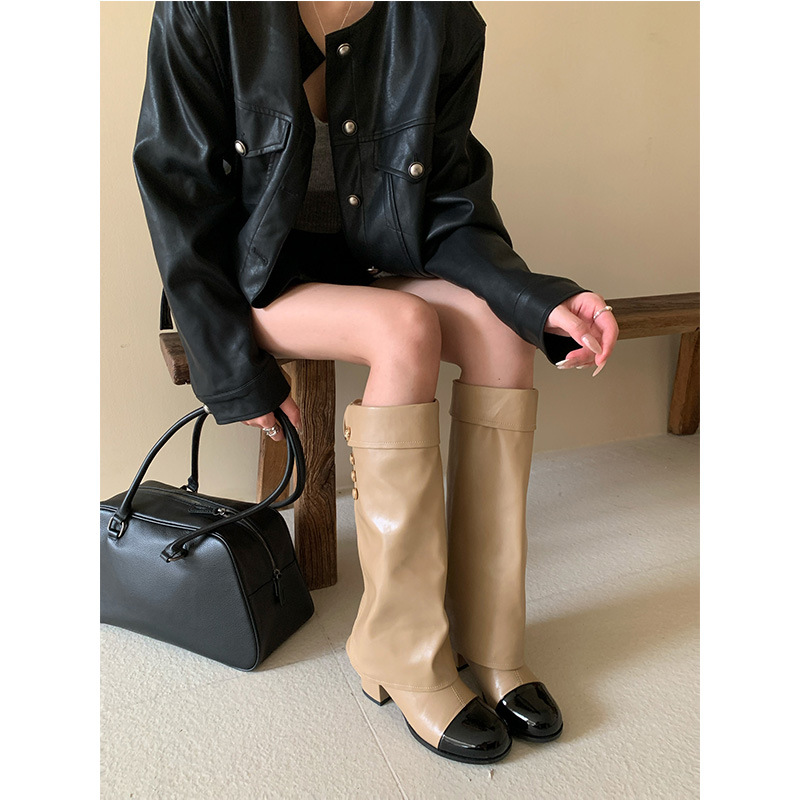 Sock Boot Women - French style small fragrant round toe