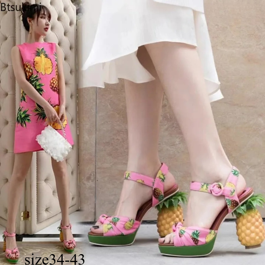 Women'S Shoes Peep Toe - Fashionable and Fun Women's Pineapple Printed