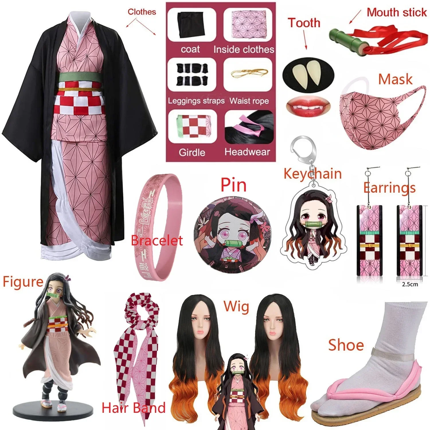 Women Shoes Japan - Adult Kids Anime Kamado Nezuko Costume