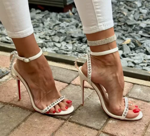 French White Rivet Strap Versa - огляд і ціна Women'S Shoes Red Bottoms