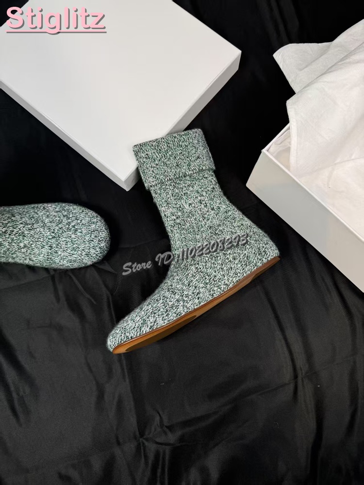 Knitted Round Toe Flat Stretch - огляд і ціна Sock Boot Women